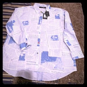 Gabby Isabella Newspaper Print Blouse